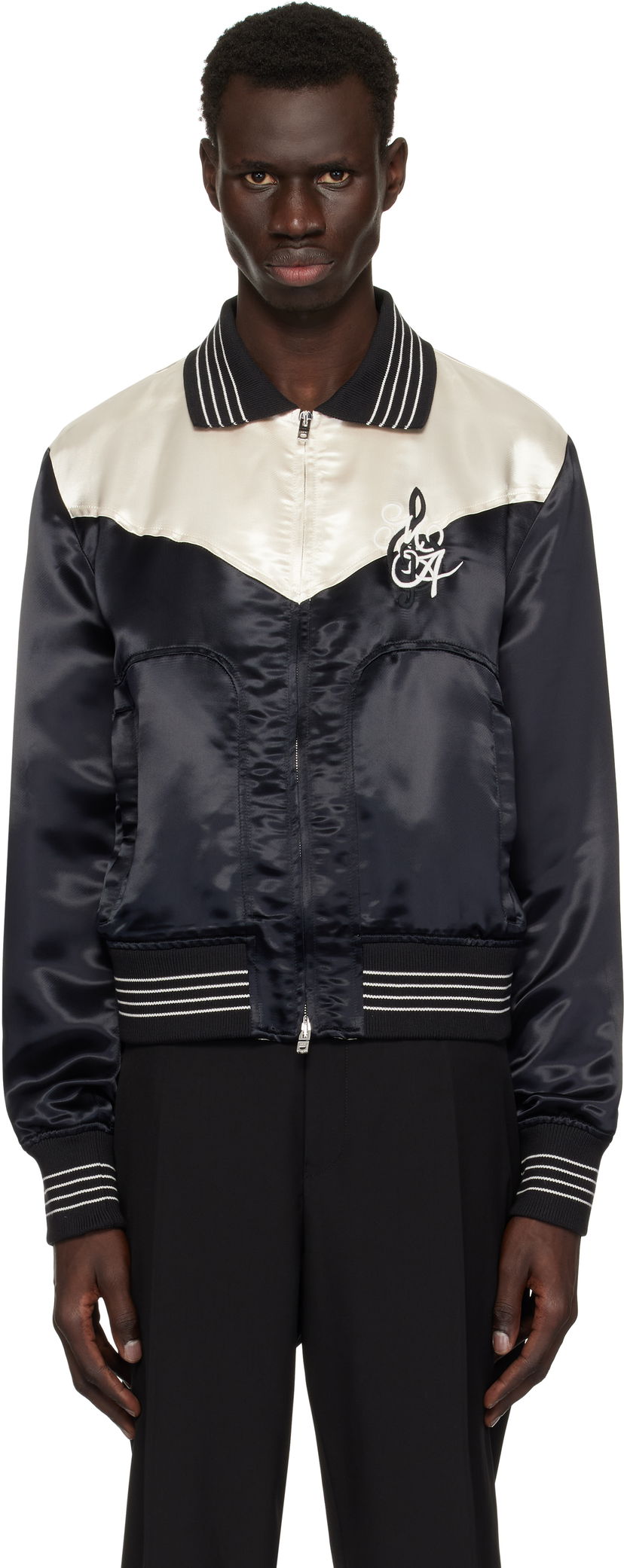 Bomberjacka AMIRI AMIRI 'MA' Music Note Satin Jacket Svart | AMOUBN1074