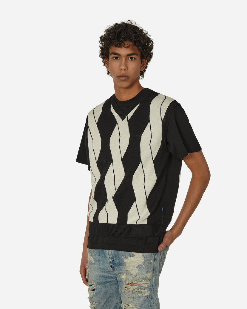 Sweater Awake NY Cable Sweater Vest Mörkblå | AWK-FW23-KN006  BLACK MULTI