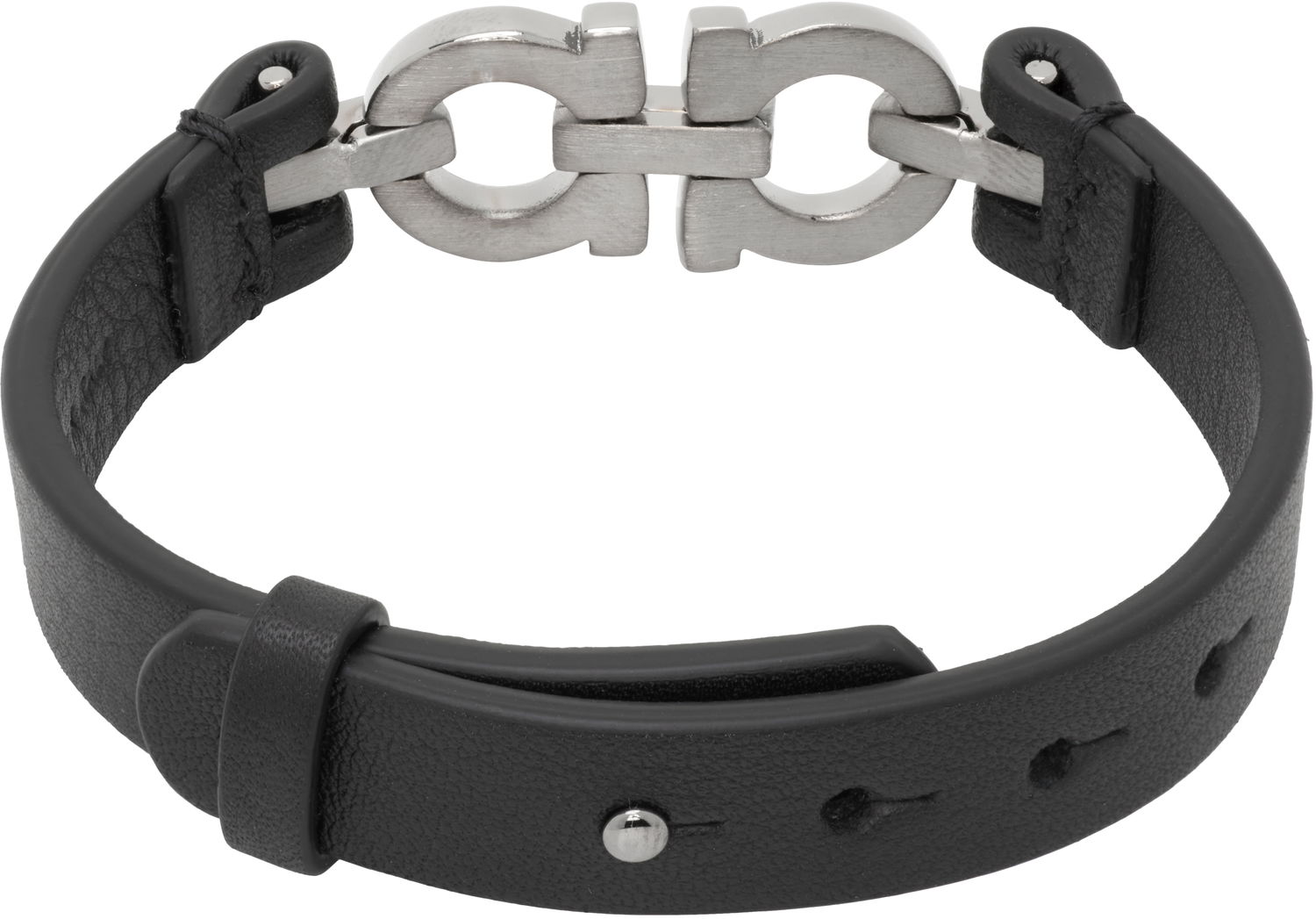 Armband FERRAGAMO Salvatore Ferragamo Double Gancini Leather Bracelet Svart | 785723, 1