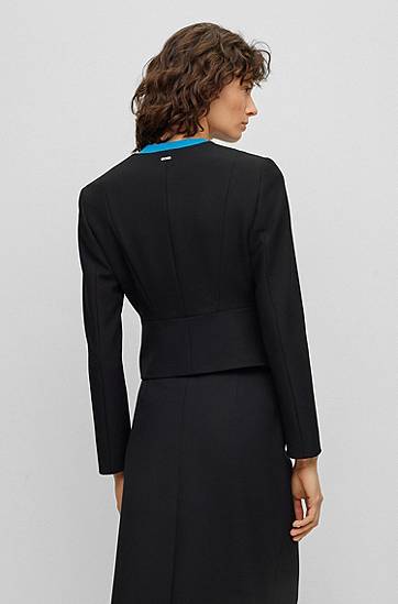 Jacka BOSS Slim-Fit Cropped Stretch Jacket Svart | 50493541, 1