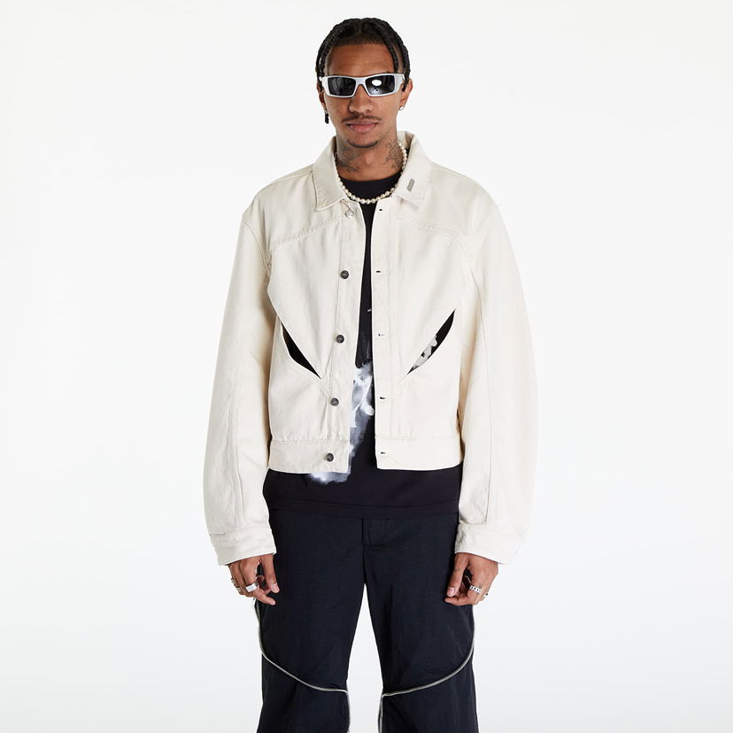 Jacka HELIOT EMIL Equisetum Cutout Denim Jacket Vit | HE_M_02_087_ST18