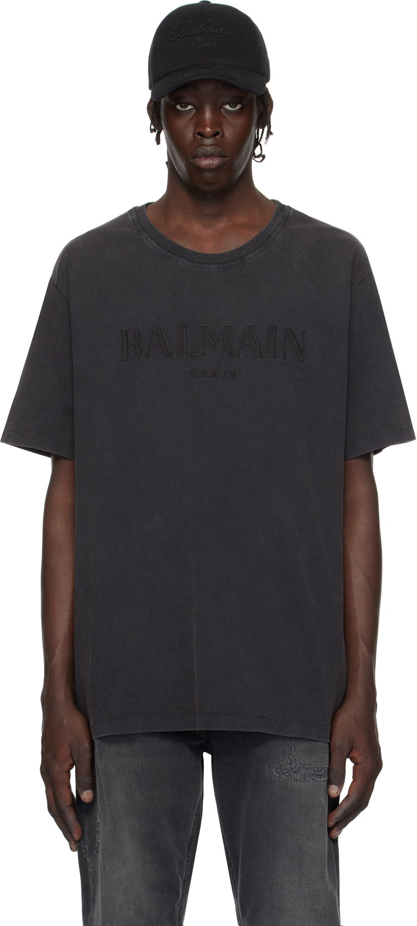 T-shirt Balmain Loose Vintage Embroidery T-Shirt Svart | DH1EG010BC72