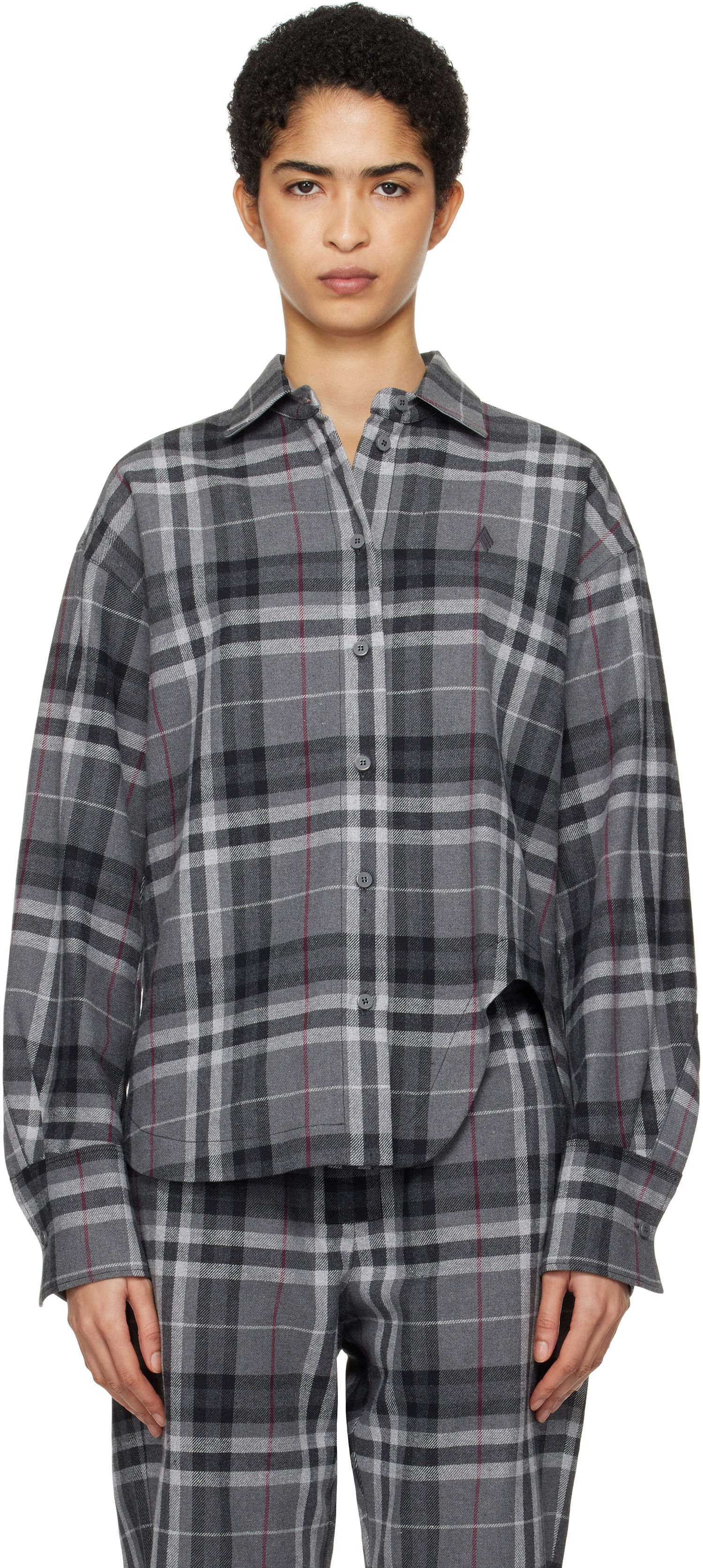 Skjorta The Attico Attico Eliza Plaid Flannel Shirt Grå | 250WCH00014 CCC050AA, 0