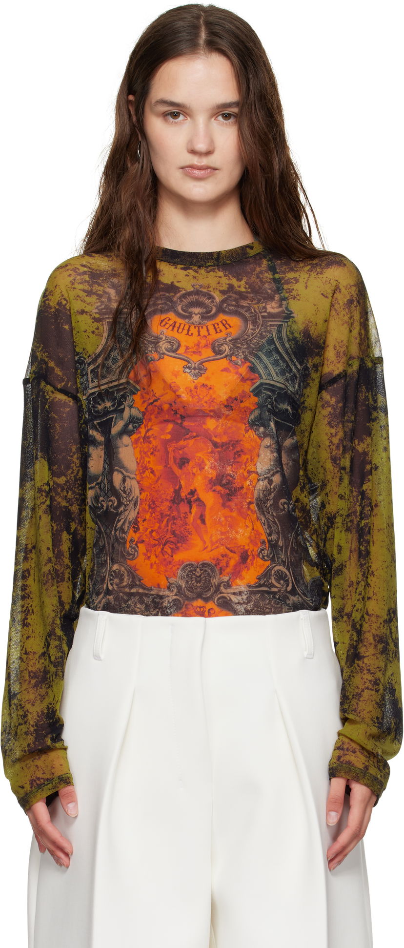 T-shirt Jean Paul Gaultier Jean Paul Gaultier Oversized Medallion Graphic Top Grön | 25/03-W-TO340-M006P-004115