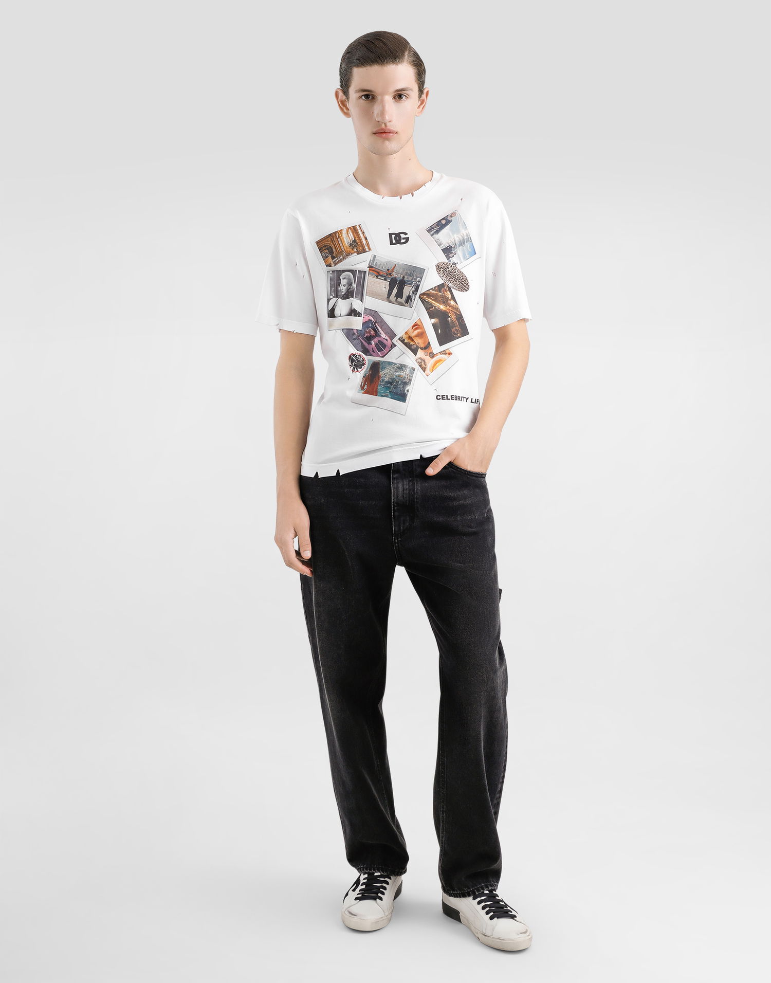 T-shirt Dolce & Gabbana Cotton T-Shirt With Postcard Print Vit | G8PN9TG7O4RW0800, 1
