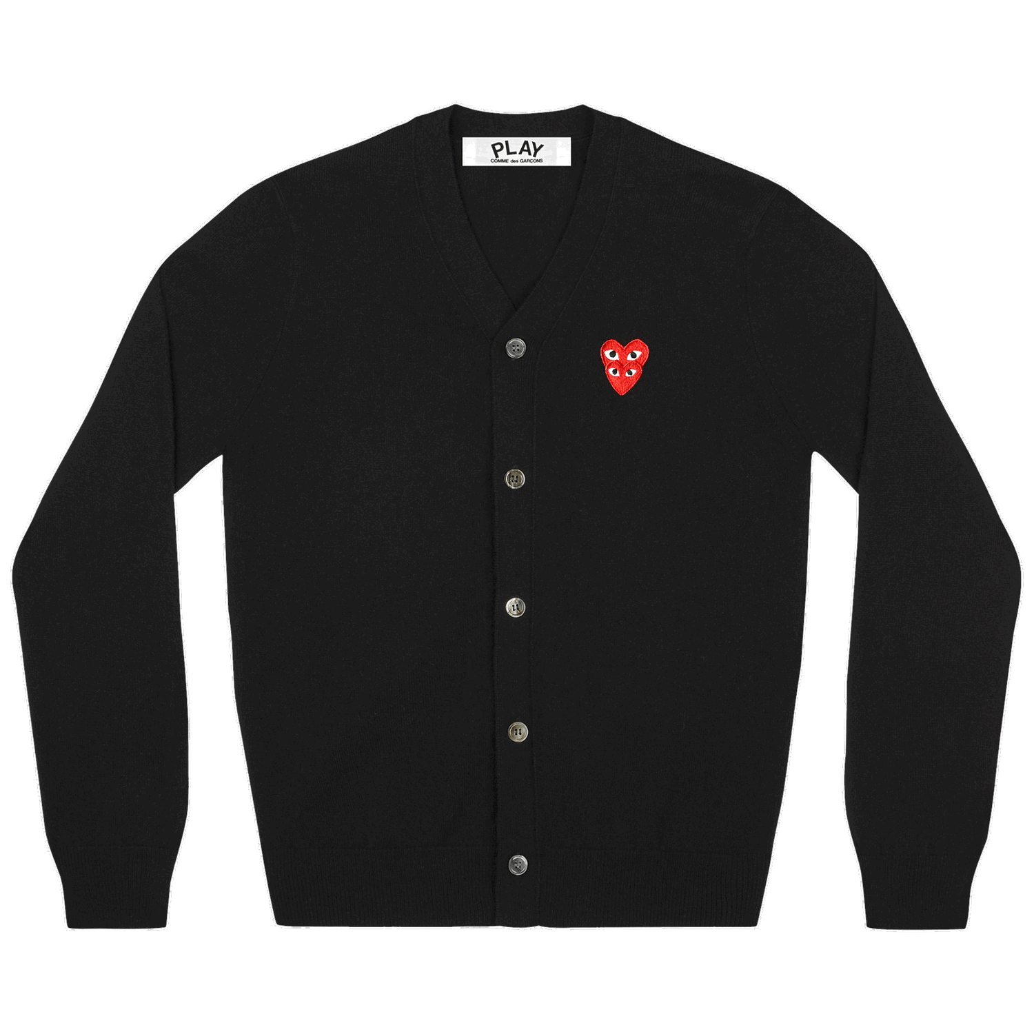 Sweater Comme des Garçons PLAY Double Heart Cardigan Svart | AZ N076 051 1, 0
