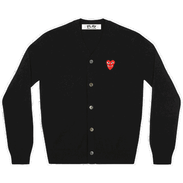 Sweater Comme des Garçons PLAY Double Heart Cardigan Svart | AZ N076 051 1, 0
