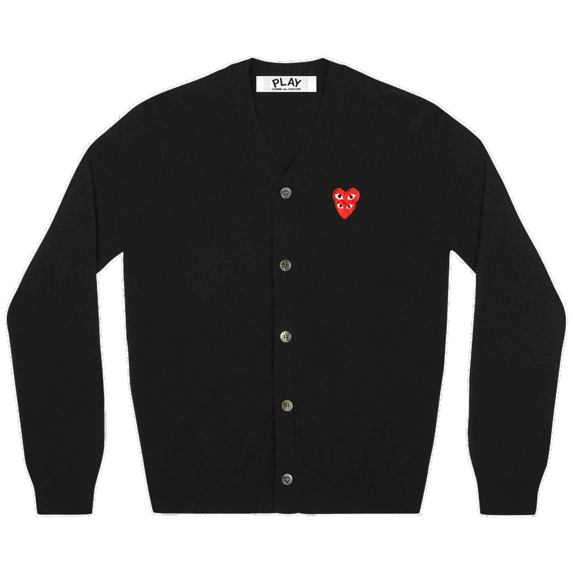 Sweater Comme des Garçons PLAY Double Heart Cardigan Svart | AZ N076 051 1
