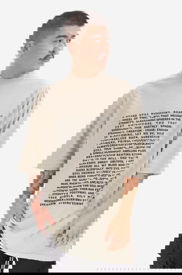 T-shirt Rick Owens Knit Jumbo Short Sleeve T-Shirt with Wesendonck Lieder Wagner Print from DRKSHDW Spring Summer 2023 Collection Beige | DU01C6274.RNEP3.PEARL, 3