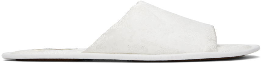 Tillbehör The Row The Row Frances Open Toe Jacquard Silk Slippers Vit | F1520-W3129, 0