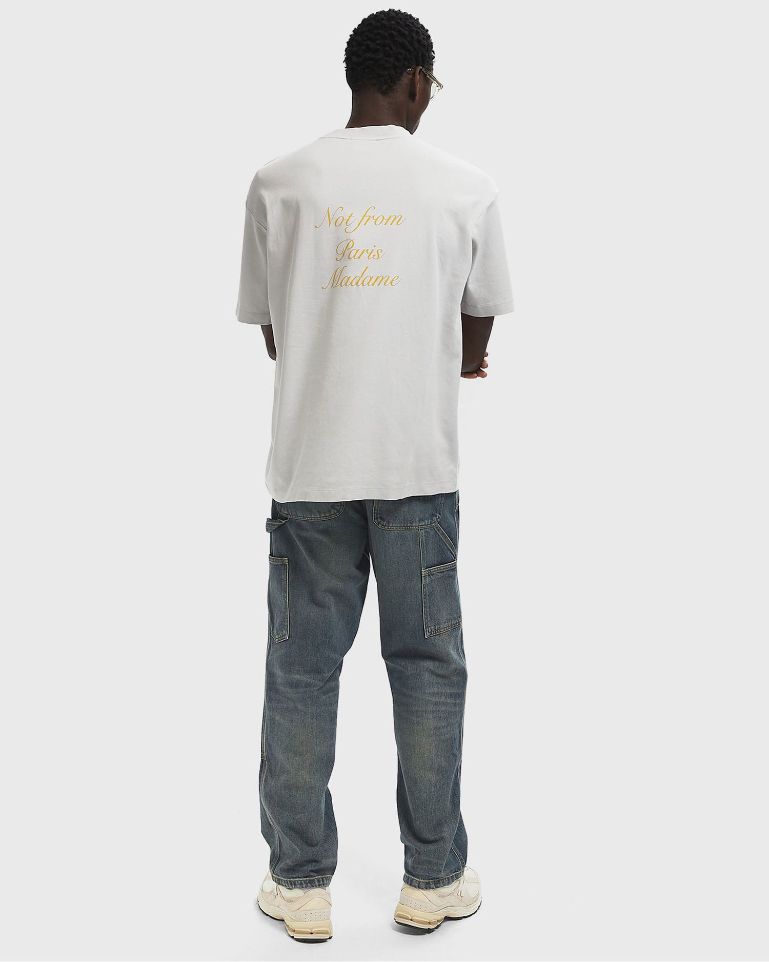 T-shirt Drôle de Monsieur Slogan Calligraphy T-Shirt Vit | I-TS209-CO002-LGR, 1