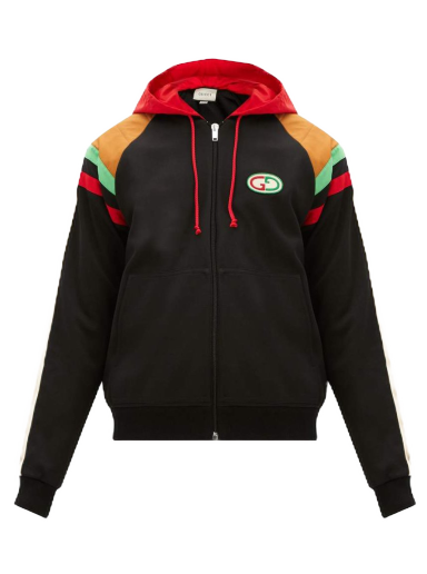 Bomberjacka Gucci GG Patch Web Stripe Hooded Bomber Jacket Svart | 625338XJCNQ-166