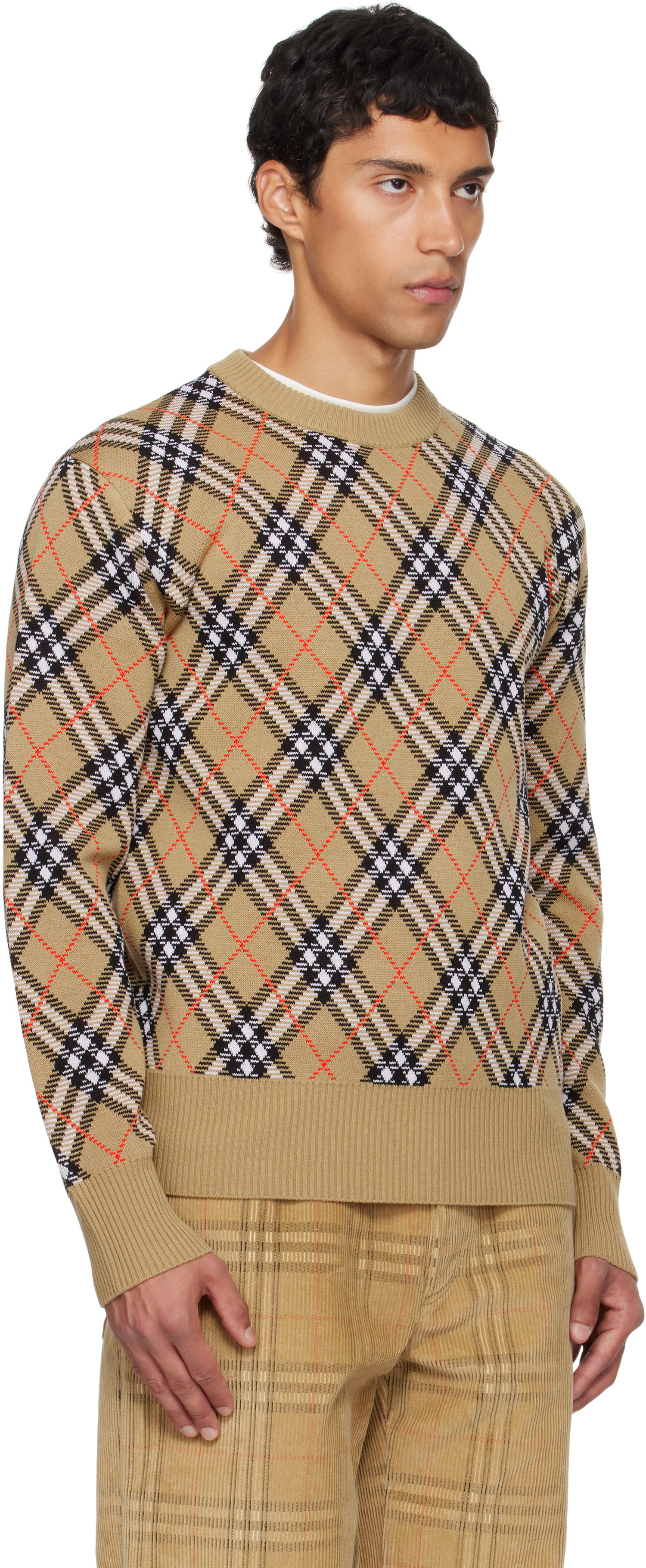 Sweater Burberry Burberry Check Snowdon Sweater Beige | 8110189, 1