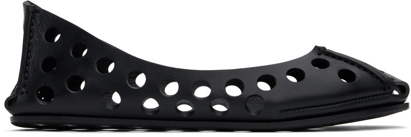 Sneakers och skor Alaïa ALAÏA Perforated Calfskin Ballerina Flats Svart | AA3A033CK247