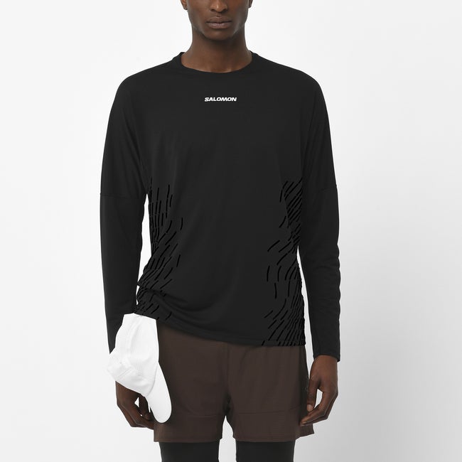 T-shirt Salomon Sense Aero Graphic Long-Sleeve Shirt Svart | LC2697300