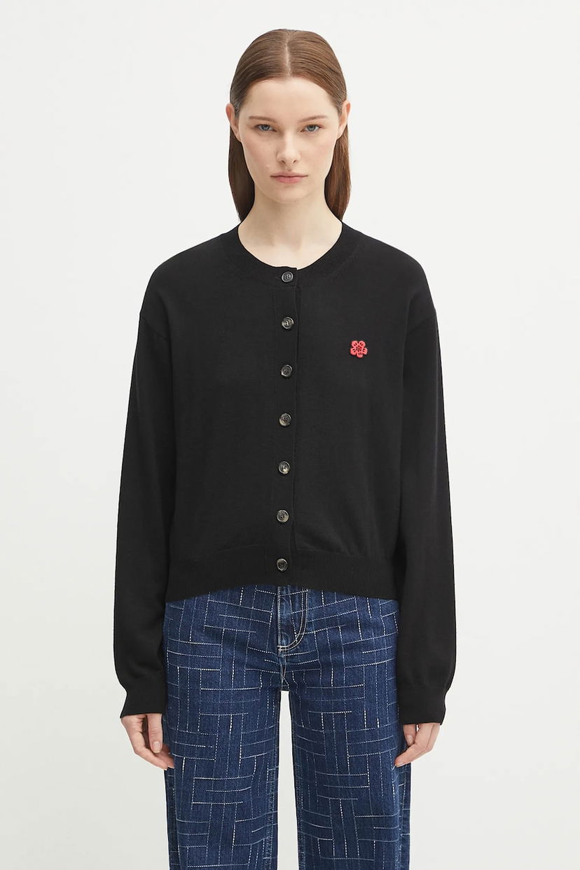 Sweater KENZO Kenzo Boke Flower Crest Crewneck Cardigan Svart | FF62CA7183LB
