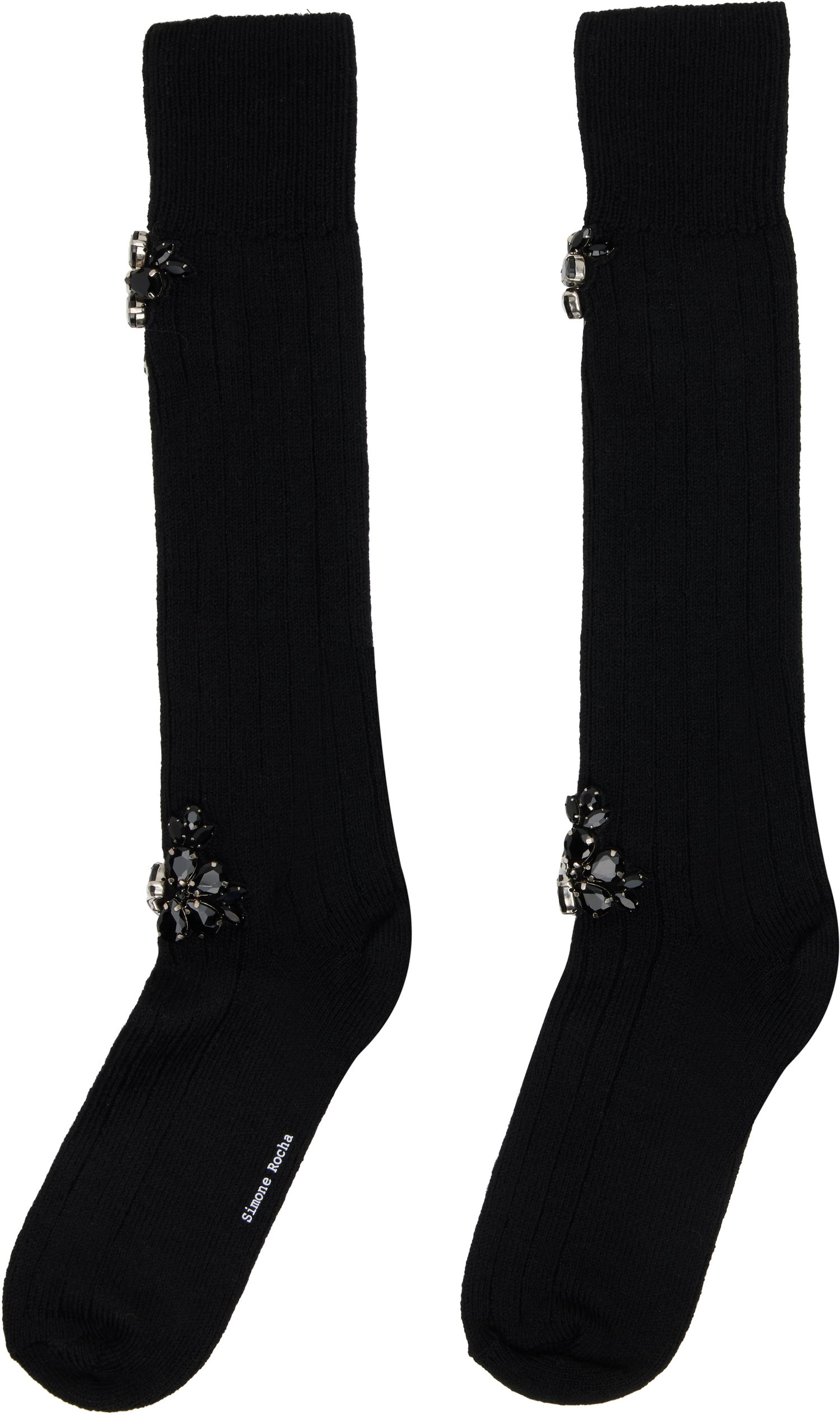 Strumpor Simone Rocha Simone Rocha Embellished Rose Knee Socks Svart | SOCK63B 0634, 1
