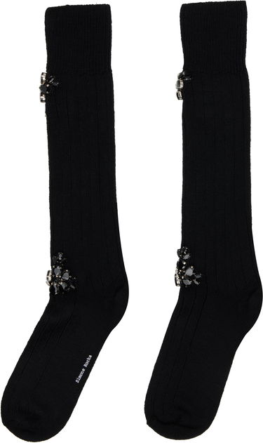 Strumpor Simone Rocha Simone Rocha Embellished Rose Knee Socks Svart | SOCK63B 0634, 1