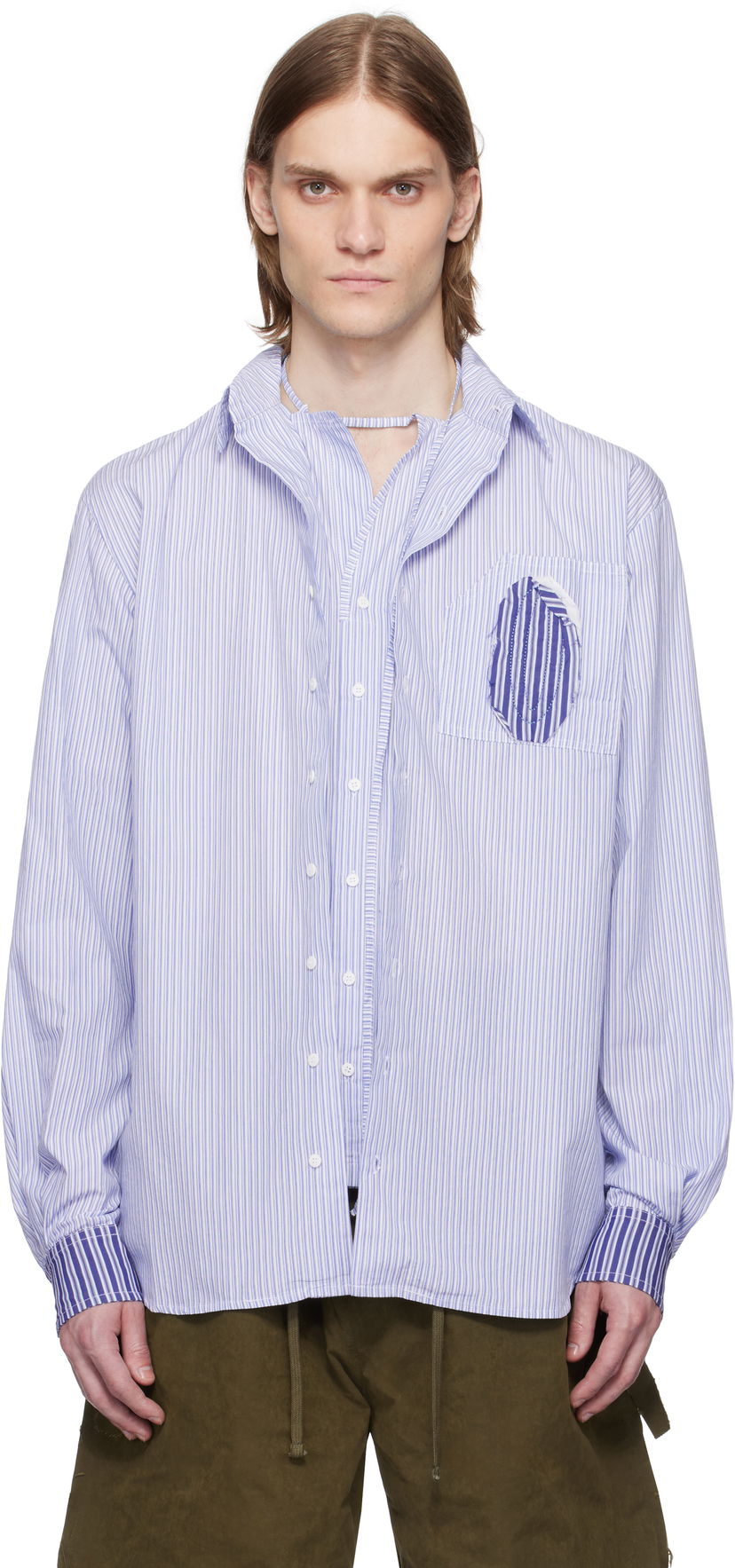 Skjorta Ottolinger Ottolinger Oversized Striped Shirt Blå | 111-400311-02