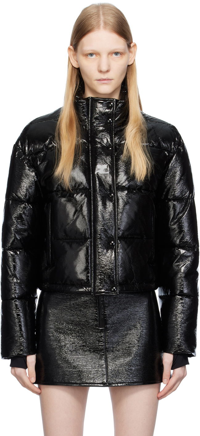 Pufferjacka Courrèges Courrèges Embroidered Puffer Jacket Svart | 323CMA106VY0016