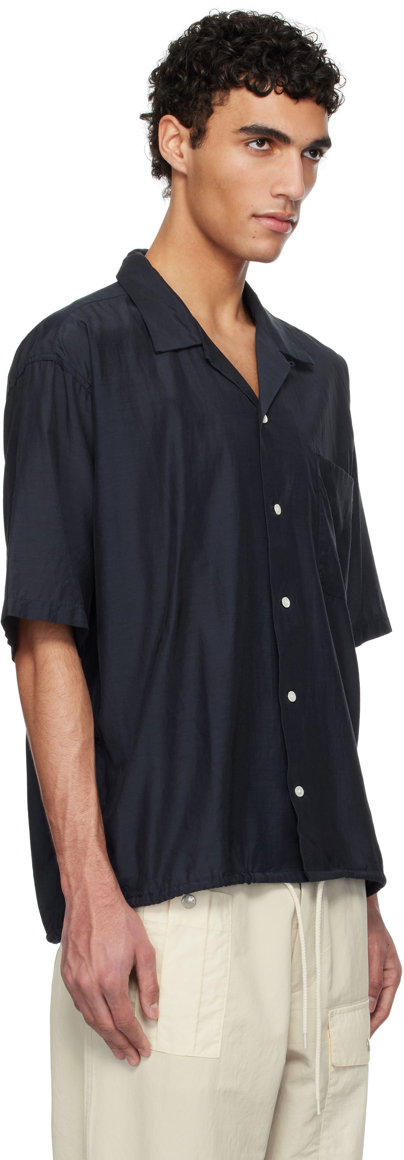 Skjorta NANAMICA Nanamica Open Collar Short Sleeve Shirt Mörkblå | S25SG019U, 1