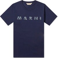 T-shirt Marni Floral Logo T-Shirt Mörkblå | HUMU0198PQ-USCW21-FLB99, 1