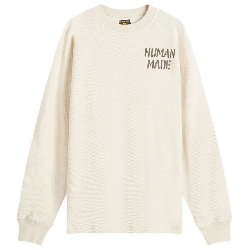 Sweater Human Made Thermal Long Sleeve T-Shirt Size Large Beige | HM28CS006-WH