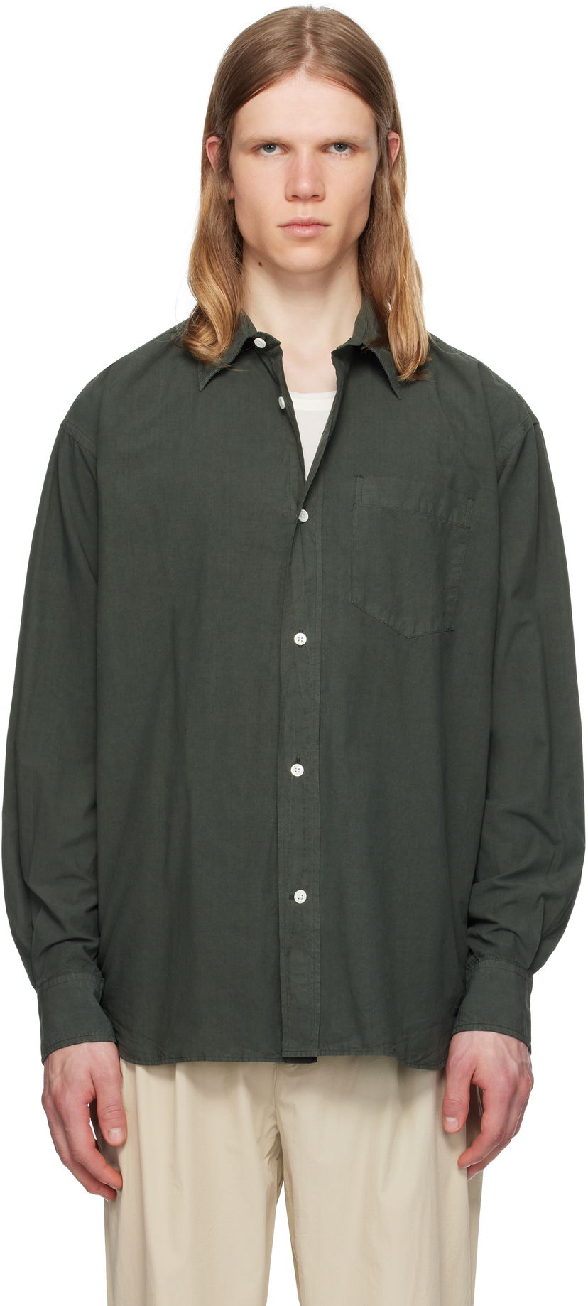Skjorta NORSE PROJECTS Norse Projects Mo Cotton Tencel Shirt Grön | N40-0822