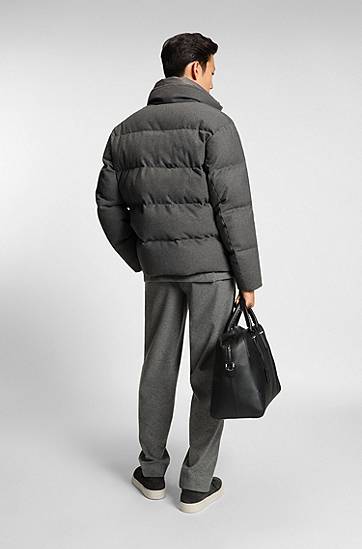 Pufferjacka BOSS Flannel jacket with down filling Grå | 50540465, 1