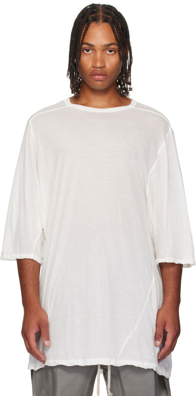 T-shirt Rick Owens Rick Owens Concordians Jumbo Short Sleeve T-Shirt Vit | RU02E1274 UC