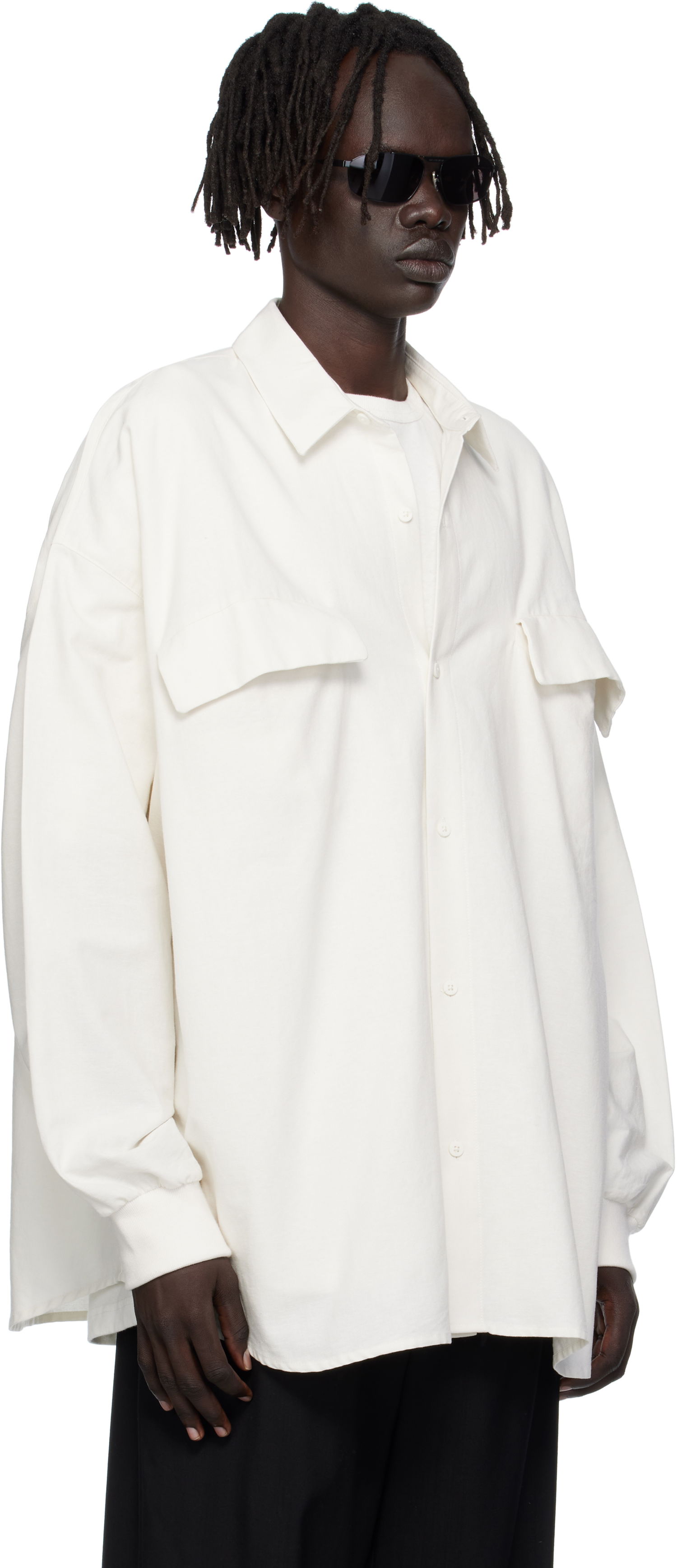 Skjorta Fear of God ESSENTIALS Long-Sleeve Oxford Shirt with Flap Pockets Vit | 186SP254424F, 1