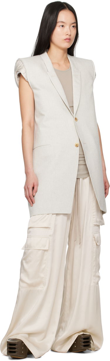 Väst Rick Owens Rick Owens Hollywood Dirt Tailored Sleeveless Denim Blazer Beige | RP01E7768 DRD, 3
