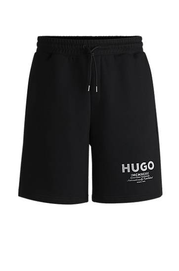 Shorts BOSS HUGO Loose Fit Cotton Terry Shorts with Logo Svart | 50510728