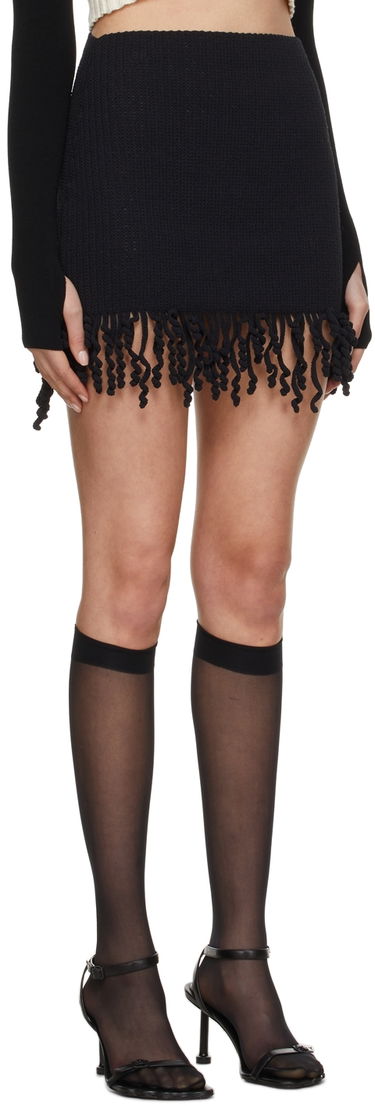 Kjol Dion Lee Cotton Miniskirt with Fringe Svart | A7570S22, 1