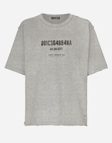 T-shirt Dolce & Gabbana Cotton Interlock T-shirt With Logo Print Grå | G8RF4TG7K0CS8290, 0