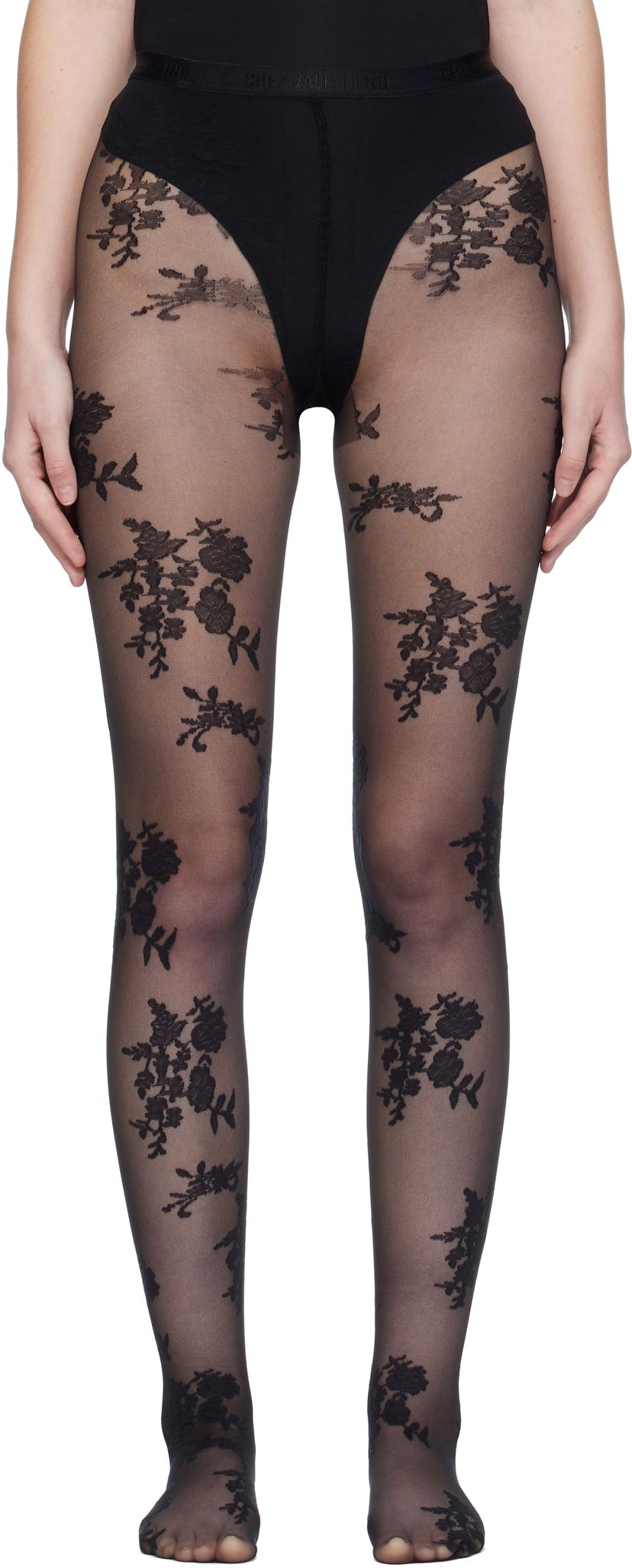 Strumpor Valentino Valentino 'Chez Valentino' Floral Tights Svart | 7B3KI04Y9LV