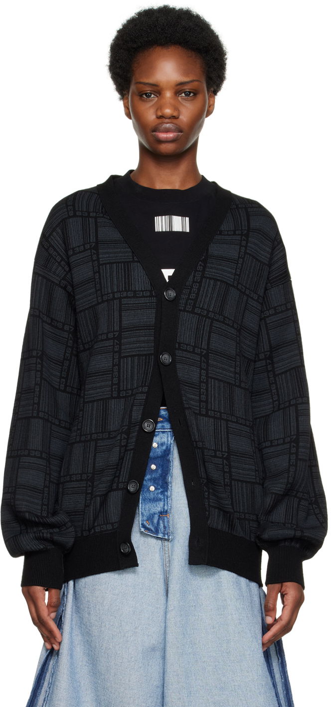Sweater VETEMENTS Barcode Pattern Cardigan Svart | VL14KN600B