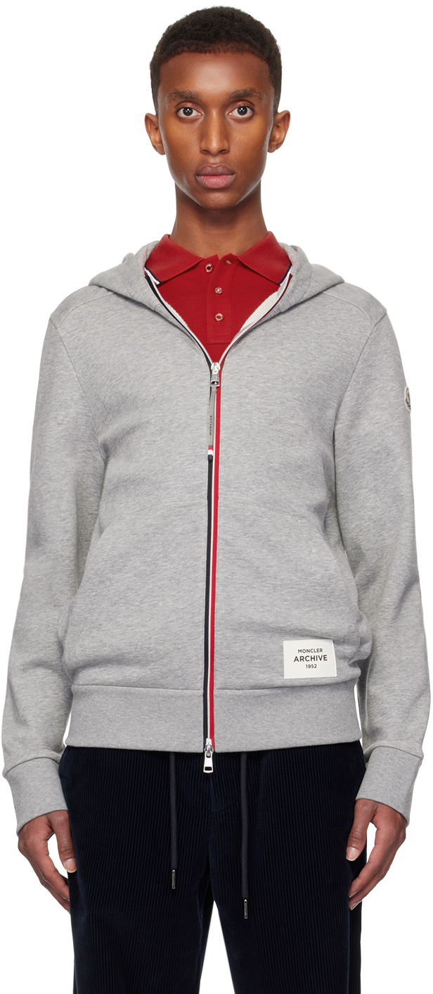 Sweatshirt Moncler Zip-Up Hoodie With Hood Grå | J20918G0000489A8F