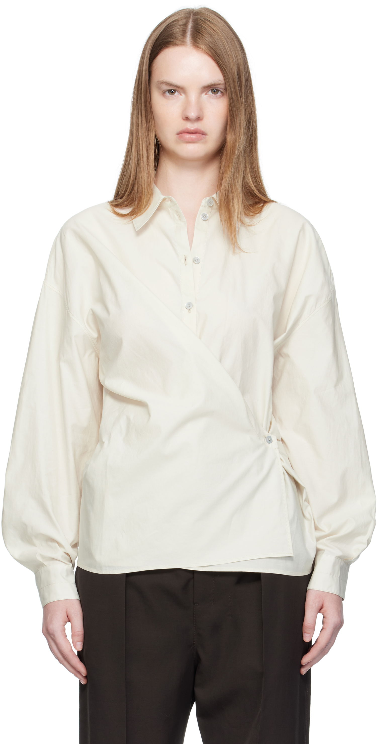 Skjorta LEMAIRE Straight Collar Twisted Shirt Vit | SH1141 LF1500, 0