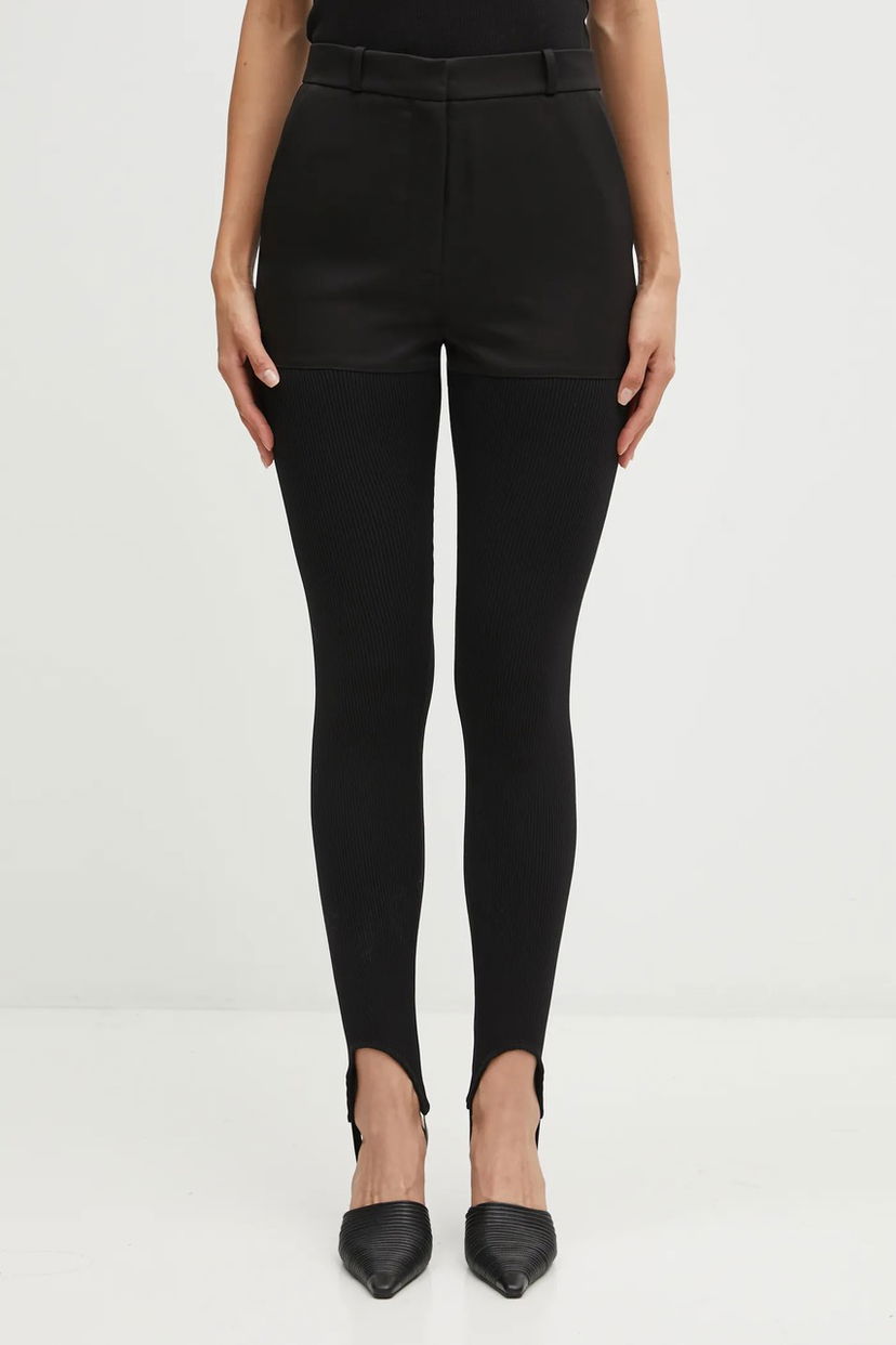 Damasker Coperni Hybrid Rib High Waist Snug Fit Stirrup Leggings Svart | COPP138F3004