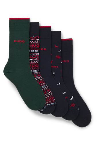 Strumpor BOSS Five-pack regular-length socks with assorted patterns and logo detailing Flerfärgad | 50546686, 0