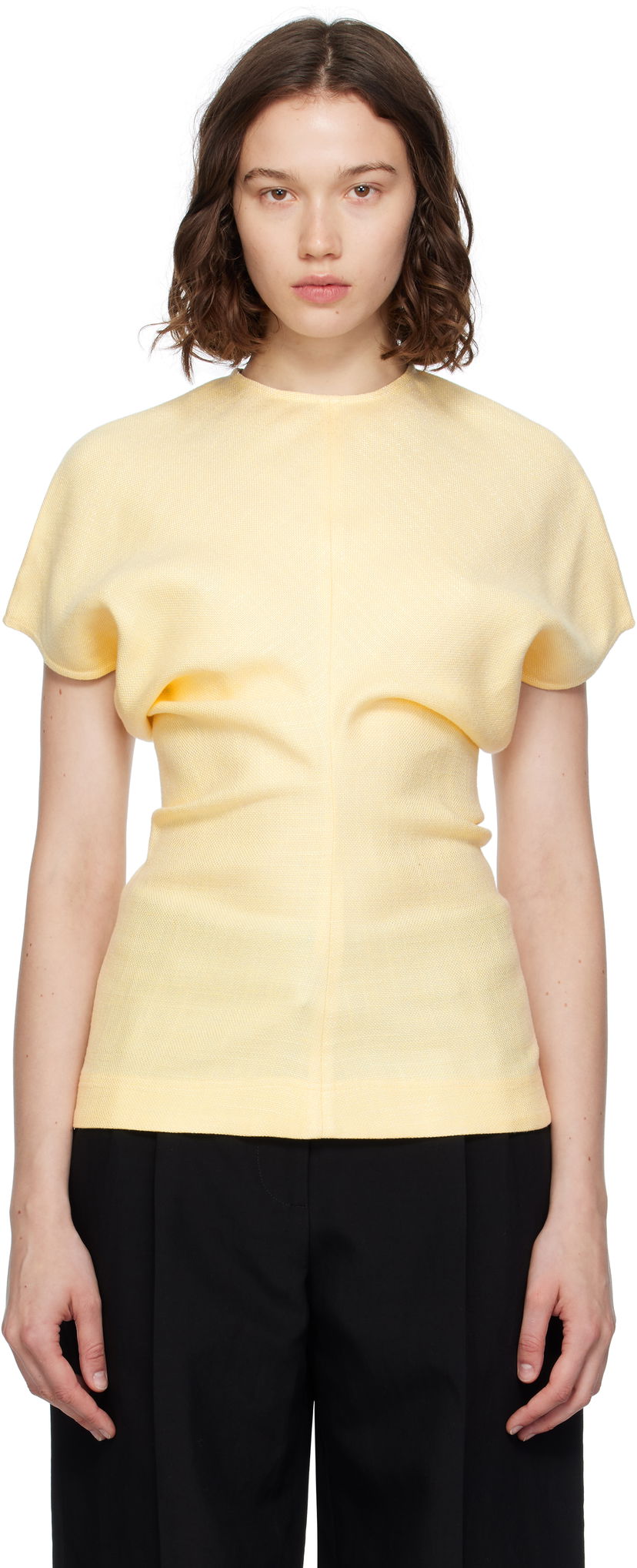 T-shirts och linne TOTEME TOTEME Slouch Waist Basketweave Top Gul | 253-WRT0331-FB0461