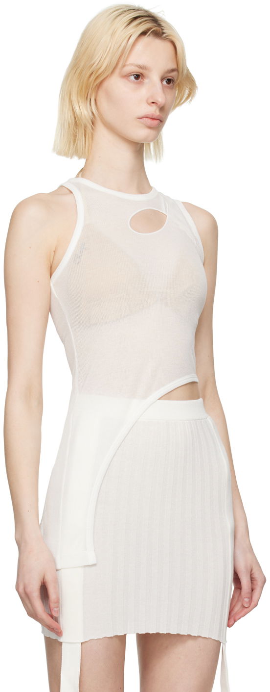 Linne Dion Lee Bone Merrow Asymmetrical Tank Top Vit | C3133S23, 1