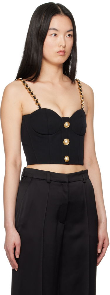 Crop top Balmain Balmain Bustier Top with Chain Straps Svart | EF0AD405WC09, 1