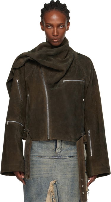 Jacka Rick Owens Concordians Cropped Scarf Flight Suede Jacket Brun | RO02E4793 LCSI, 0