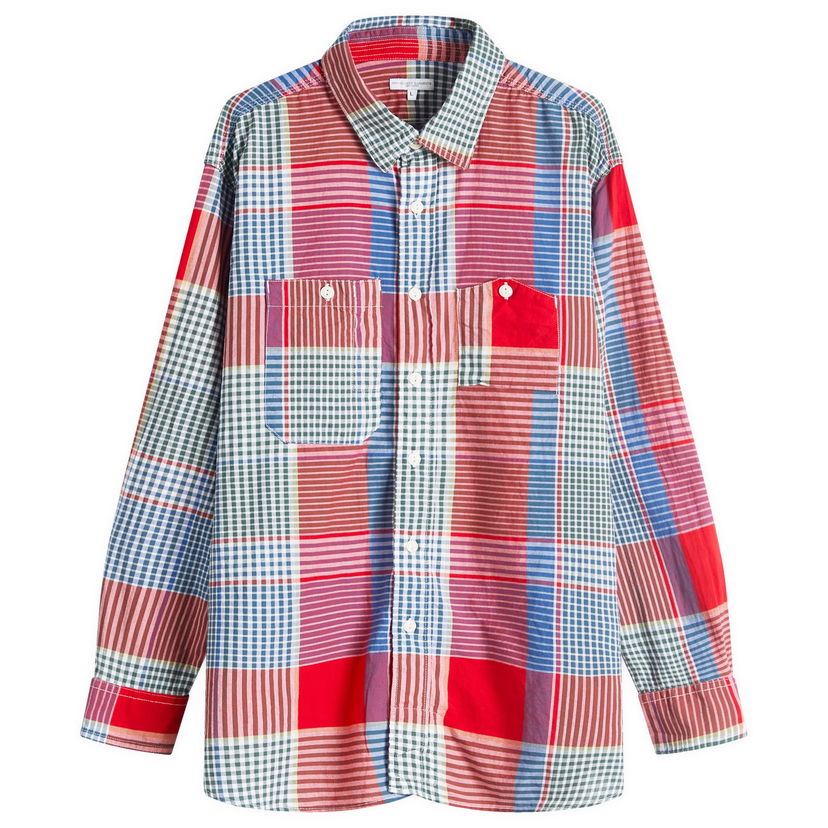 Skjorta Engineered Garments Engineered Garments Popover BD Shirt, Madras Plaid, Size Large Flerfärgad | QT013-ES065