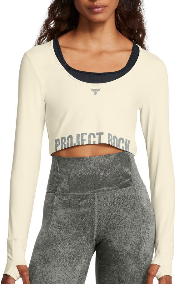 Crop top Under Armour Workout Top Long Sleeve Vit | 1386443-273