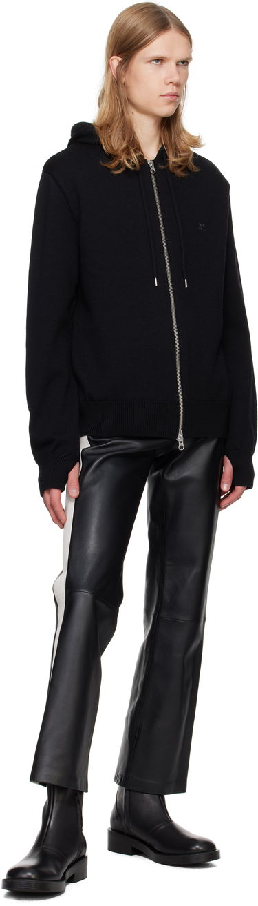 Sweatshirt Courrèges Zipped Wool Hoodie Svart | 324MHO034FI0036, 3