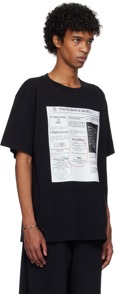 T-shirt Maison Margiela MM6 Newspaper Print T-Shirt Svart | SH0GC0043 S24312, 1