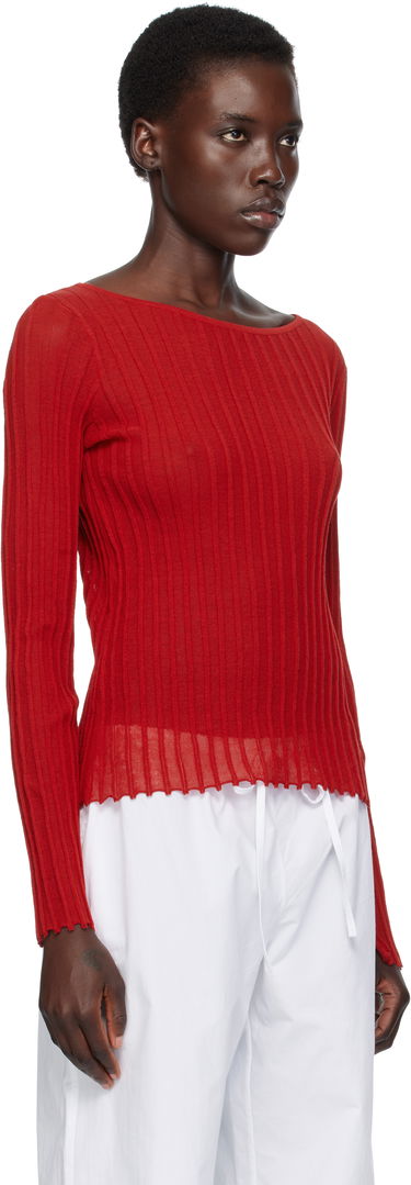 T-shirt Loulou de Saison Loulou de Saison Mabille Ribbed Knit Top Röd | MABILLE, 1